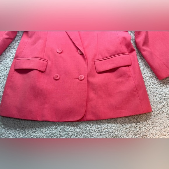 New NWT Womens Vintage Private Concepts Pink 80s Blazer double Breasted size 10P - Picture 11 of 15